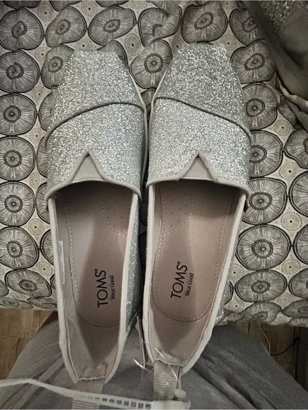 TOMS Silver Glitter Alpargata Loafers